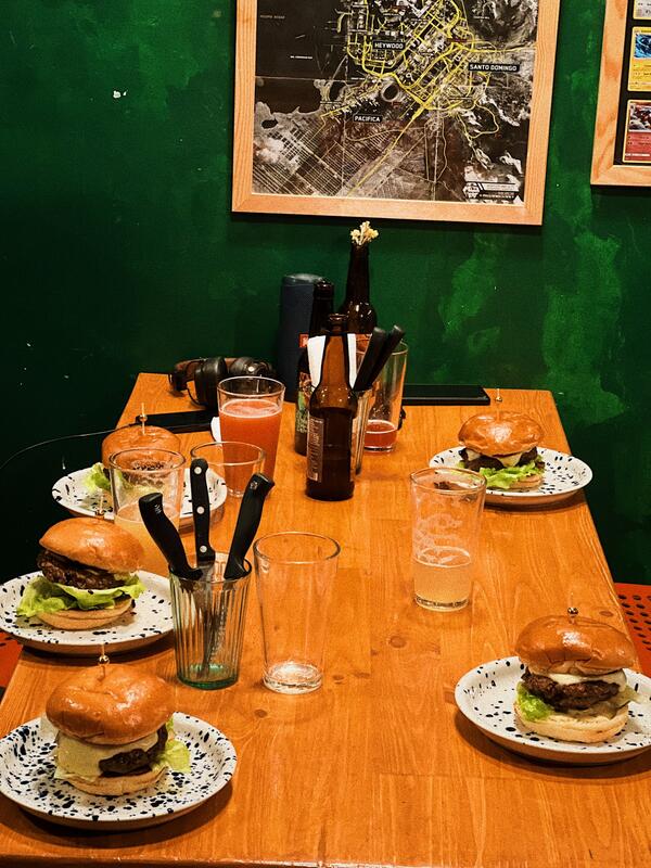Burger night spread with craft beers at SMA bar Tbilisi