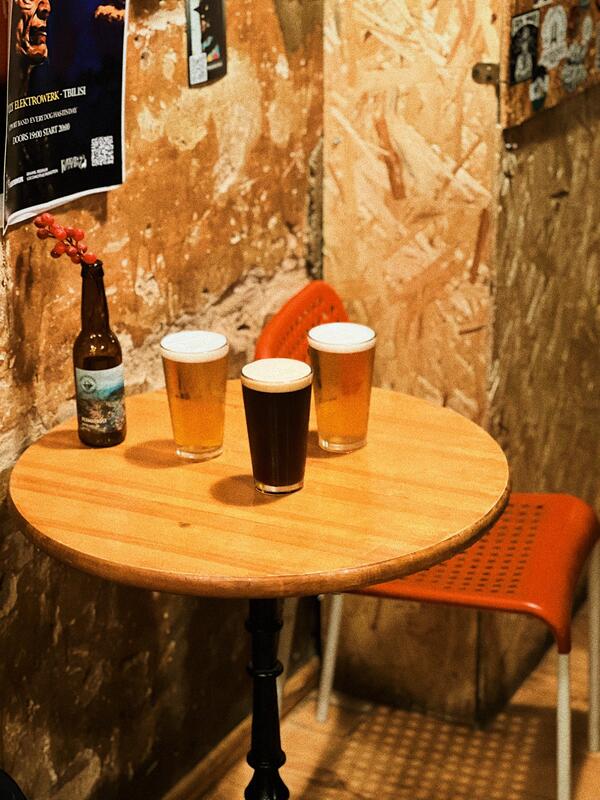 Craft beer flight selection at SMA Tbilisi bar
